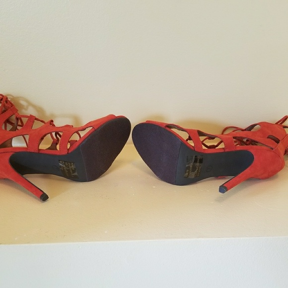 Burnt orange lace up heels - Picture 5 of 5